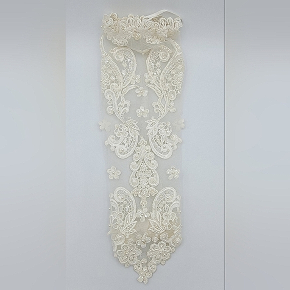 Embroidered Bridal Sleeve Pearls Sequins #695